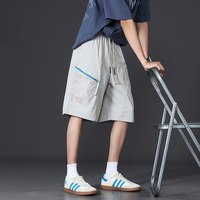 月伊纺 夏季男士速干透气休闲五分裤青年运动跑步健身宽松大裤衩冰丝短裤