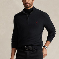 RALPH LAUREN 男士 Big & Tall Mesh Knit Cotton Quarter Zip Sweater