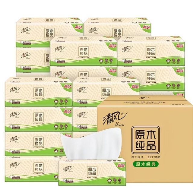 清风 原木纯品系列 抽纸24包