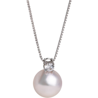 Larmes d'Anges 天使之泪 AKOYA海水珍珠吊坠【18K金白扣头+银链+9-10mm】