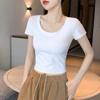 古泽妮 露脐上衣白色短款t恤女夏季短袖紧身2026年新款ins潮修身高腰黑色