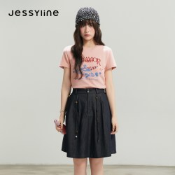 JESSYLINE 杰茜莱2026夏季新款时尚百搭正肩短袖T恤女休闲减龄上衣