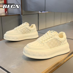 BFGN 品牌牛皮男鞋2026秋季新款运动板鞋男士增高小白鞋透气休闲鞋子男 白色-高端男鞋 42 皮鞋码