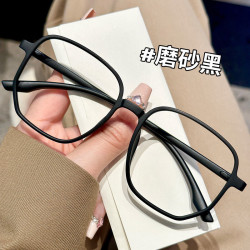 韩版潮显脸小方形眼镜框磨砂黑+ 1.61非球面镜片