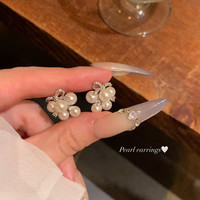 半日逅屿 法式气质蝴蝶结珍珠耳环女小众设计时尚气质轻奢高级感精致耳饰品 蝴蝶结珍珠耳环