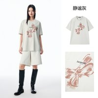 太平鸟 凉感抗菌太平鸟蝴蝶结纹样25秋季新短袖T恤A1CNF3P38