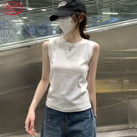 浪莎 白色坎肩背心女内搭夏季外穿新款遮副乳吊带简约薄款圆领无袖上衣