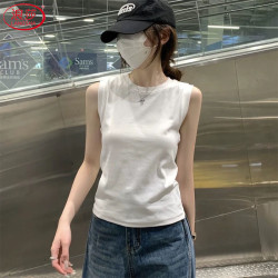 浪莎 白色坎肩背心女内搭夏季外穿新款遮副乳吊带简约薄款圆领无袖上衣