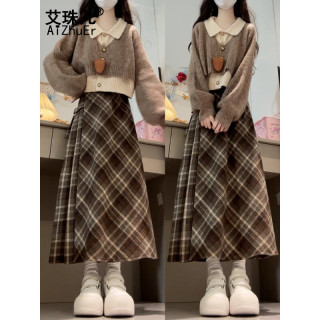 艾珠儿 学院风针织毛衣套装连衣裙子女2026新款秋冬季小个子香风韩系穿搭