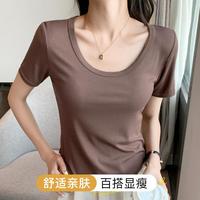 Moonbadi 薄款女士打底T恤短袖女短款宽松显瘦可外穿T恤