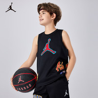 NIKE JORDAN耐克AJ童装男童篮球背心夏季透气儿童无袖T恤运动上衣 正黑色 110 /52