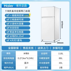 海尔 BCD-118GHTMZ0WV 节能省电 118L 冰雪白色 双门冰箱
