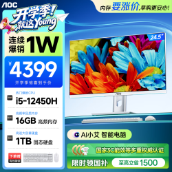AOC 一体机电脑台式机24.5英寸高清（12代酷睿I5-12450H 16G 1T SSD WiFi 键鼠)