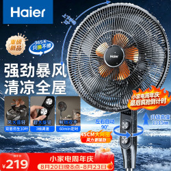 海尔 电风扇落地扇家用10叶大风量轻音京东自营摇头定时宿舍客厅饭馆电扇