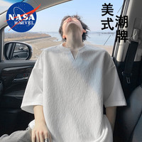 NASA MARVEL 男士V领短袖T恤 白色 2XL