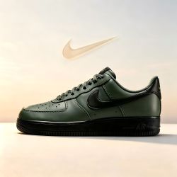 NIKE 男鞋空军一号运动鞋黑绿AF1低帮复古休闲板鞋FJ4146-303