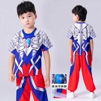 儿童节奥特曼男童衣服男孩夏季短袖夏天赛罗发光表演服套装