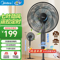 美的 家用电风扇落地扇 7叶远距强风电扇立式台式轻音节能可远程可定时降温 全新升级空调伴
