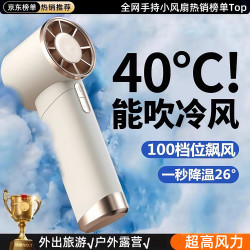 萨勒芬妮 超高速手持小风扇迷你便携式随身旅游桌面电风扇散热小电扇学生宿舍 米白