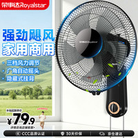 荣事达 电风扇壁扇家用壁挂式风扇五叶大风量电扇广角摇头循环扇餐厅商用工业风扇 F