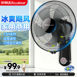 荣事达 电风扇壁扇壁挂式风扇五叶大风力电扇广角摇头循环扇定时工业餐厅家用通风风扇