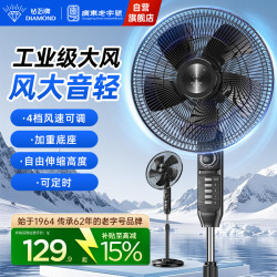 钻石牌 电风扇落地扇家用风扇立式大风力客厅宿舍五叶扇轻音节能劲风远距电扇可定时SN