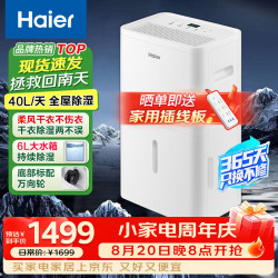 海尔 除湿机/抽湿机 除湿量40升/天 家用轻音防霉 抽湿器 吸湿器 地下室档案室干燥机