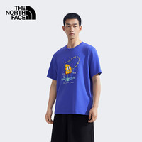 北面 短袖T恤男女款印花宽松短袖户外休闲8GZ3 蓝色/6IF 2XL
