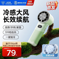 钻石牌 手持小风扇便携式可折叠小型高速节能风扇户外随身挂脖大风力充电小电扇SN