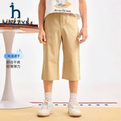 哈吉斯 男童梭织七分裤 暖卡其