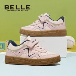 百丽 童鞋女童运动鞋新款粉色板鞋小女孩跑步防滑暴走鞋儿童休闲鞋