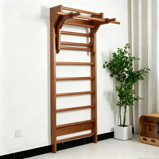 泊泺 实木肋木架 胡桃木色 230*80cm 引体向上器