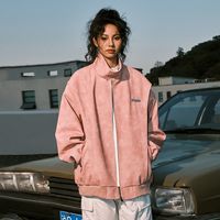 百亿补贴:FORNINES 周深同款FORNINES国潮复古粉色皮衣外套男女春秋美式街头翻领夹克