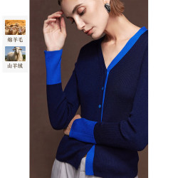 CANTO MOTTO 老钱风针织衫女毛衣女款2026新款秋款女上衣洋气款开衫外套 藏青 L