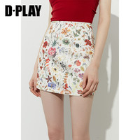 D·PLAY DPLAY白色印花半身裙女2026年夏季印花短裙A字裙