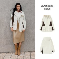森马 防护外套|森马外套女中长款拼色三防防风秋潮酷宽松连帽上衣户外