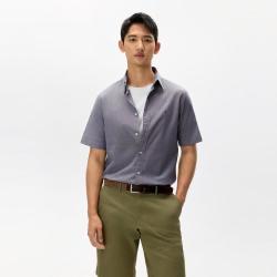 TOMMY HILFIGER 男士牛津纺纯色短袖衬衫