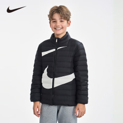 NIKE 童装男女童羽绒服大LOGO儿童保暖上衣 正黑色 110/52(4)