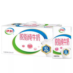 伊利 脱脂纯牛奶250ml*24盒