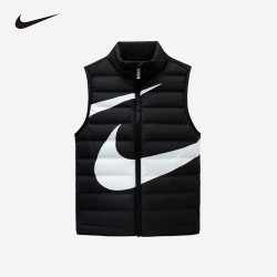 NIKE 童装男女童大LOGO羽绒马甲儿童立领保暖上衣 正黑色 110/52(4)