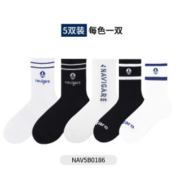navigare 意大利小帆船 10A抗菌 男士中筒袜 5双装