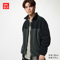优衣库 摇粒绒拉链茄克/长袖男装女装外套夹克479793 486115 486115/08深灰色 L