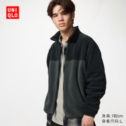 优衣库 摇粒绒拉链茄克/长袖男装女装外套夹克479793 486115 486115/08深灰色 L