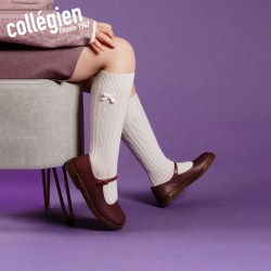 COLLEGIEN 袜女童小腿袜2026新品美利奴羊毛蝴蝶结中筒袜宝宝袜子