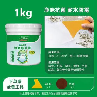三棵树 漆修补膏墙面补墙膏乳胶漆白色腻子膏裂缝涂鸦修复遮盖防水防霉环保 补墙膏1kg