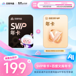 百度网盘 SVIP超级会员年卡+百度文库年卡