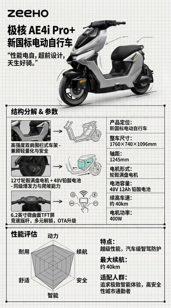 新品发售、机甲风新国标：ZEEHO AE4i Pro+ 电动车 到店自提