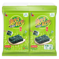 美好时光 岩烧海苔片 装装量贩儿童零食 即食紫菜拌饭海苔片结婚伴手礼  2g*8袋