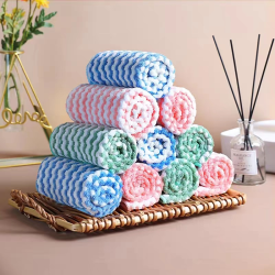 雅迎 -波浪纹厨房多用抹布柔软吸水方巾多功能家用20*20cm