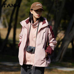 探觅 运动休闲户外防风防水情侣冲锋衣三合一可拆卸登山服女潮女款